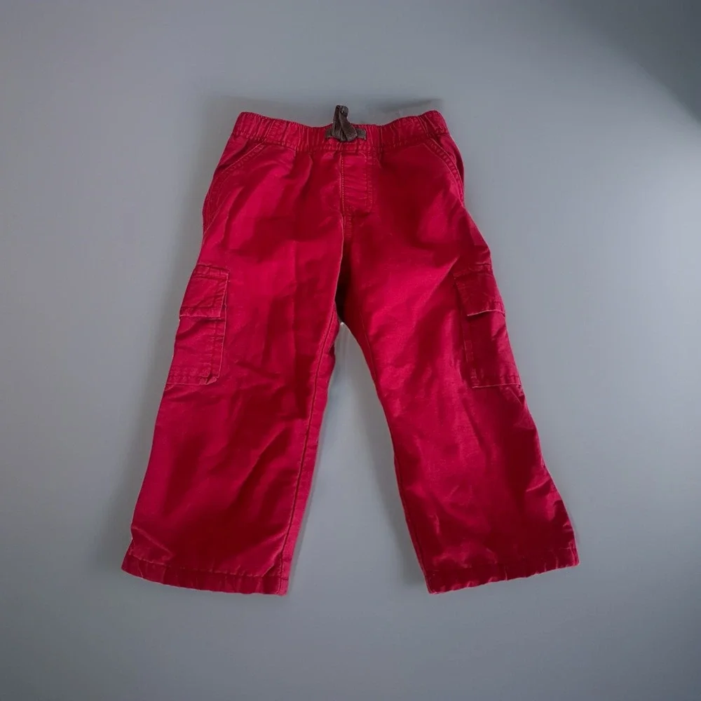 Gymboree Boys 12-18M Grizzly Lake Burgundy Jersey Lined Pull On‎ Cargo Pants